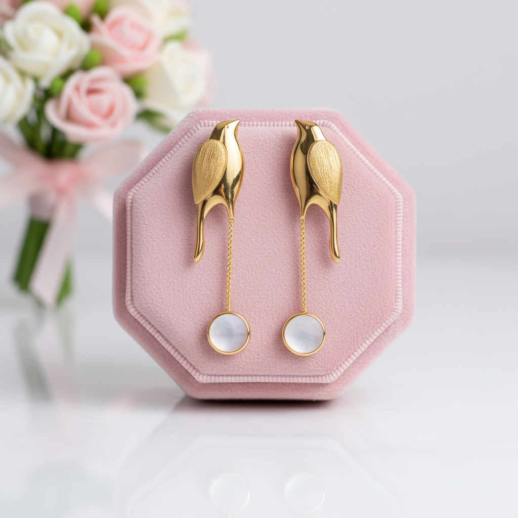 Bird Tassel Dangle Earrings-Black Diamonds New York