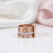 Three Layers Roman Numerals Diamond Option Ring Set-Black Diamonds New York