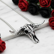 Hip Hop Bull Head Skull Punk Necklace-Black Diamonds New York