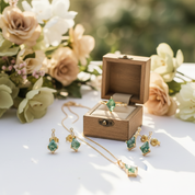 Kite Cut Natural Moss Agate Jewelry Set-Black Diamonds New York