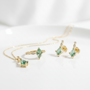 Kite Cut Natural Moss Agate Jewelry Set-Black Diamonds New York