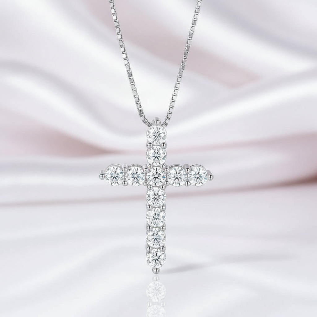 Certified Black Moissanite Cross Pendant Necklace-Black Diamonds New York