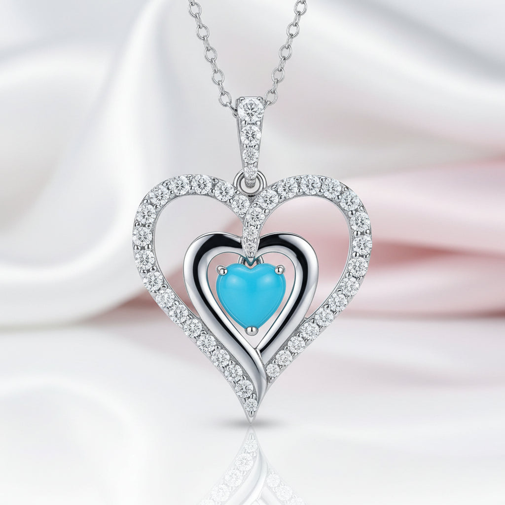 12 Birthstone Gemstone Heart-shaped Necklace-Black Diamonds New York