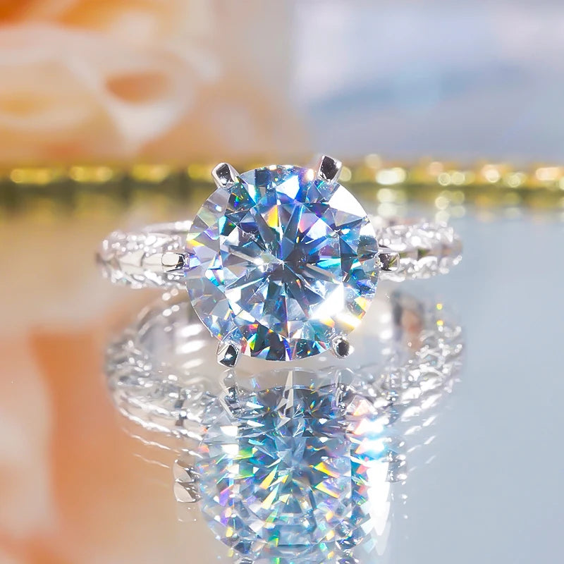 Classic 5.0 Ct Round Moissanite Engagement Ring-Black Diamonds New York