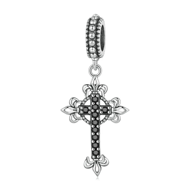 Vintage Cross Pendant with Green Heart-Black Diamonds New York