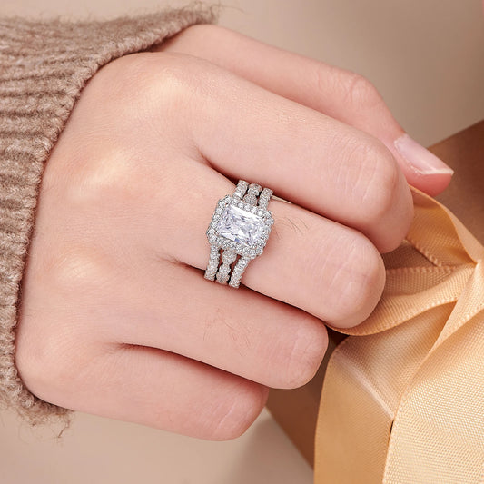 Radiant Cut Diamond Wedding Ring Set-Black Diamonds New York