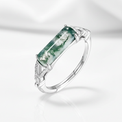 Natural Moss Agate Split Shank Ring-Black Diamonds New York