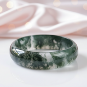 Aquatic Moss Agate Bangle-Black Diamonds New York
