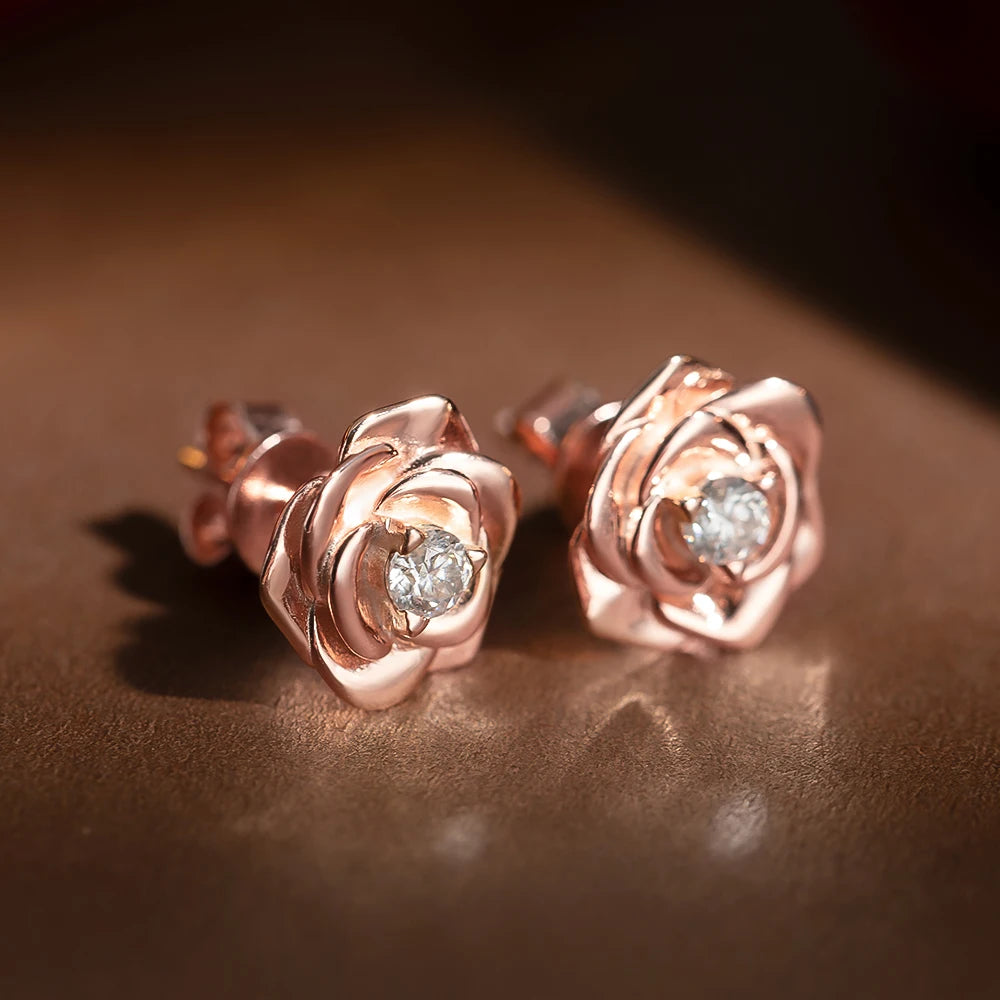 3mm Rose Moissanite Diamond Stud Earring-Black Diamonds New York