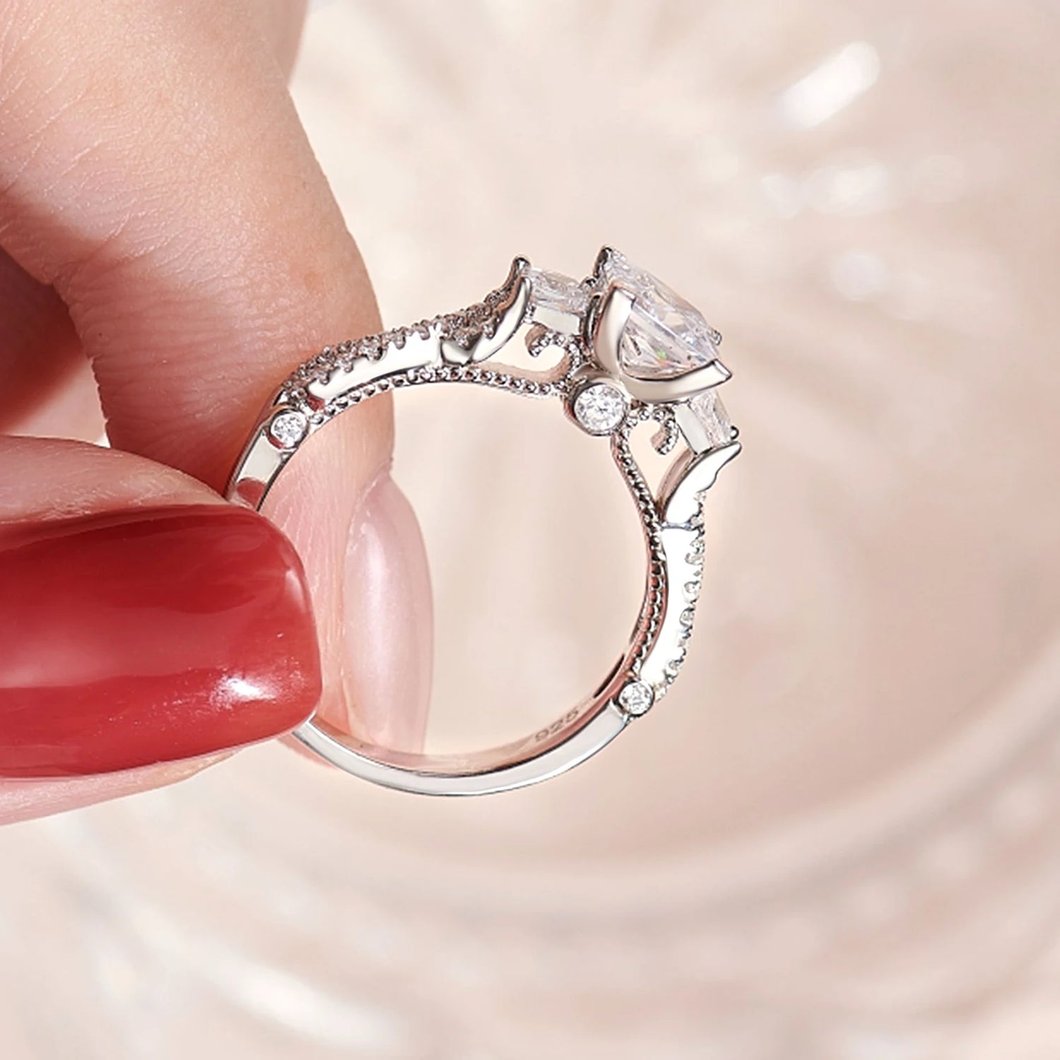 Criss Cross Princess Cut Created Diamond Engagement Ring-Black Diamonds New York