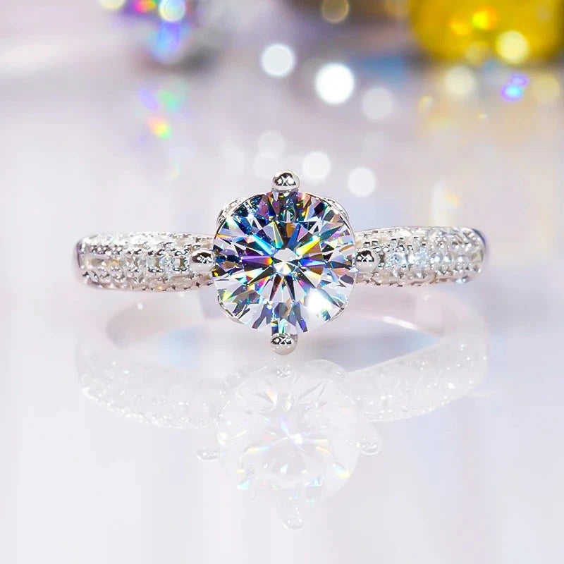1.0 Ct Round D Color Diamond Engagement Ring-Black Diamonds New York