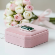 Emerald Cut Moss Agate Necklace-Black Diamonds New York