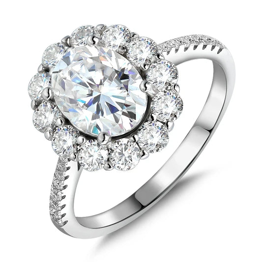 2.0 Ct Oval Cut Moissanite Halo Engagement Ring-Black Diamonds New York