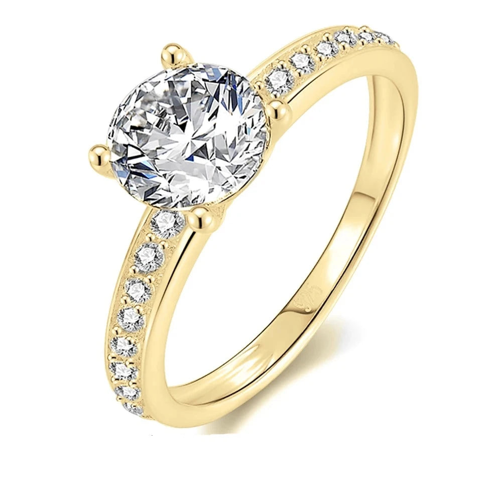 10K Yellow Gold 1.2 Ct Round Cut Moissanite Engagement Ring-Black Diamonds New York