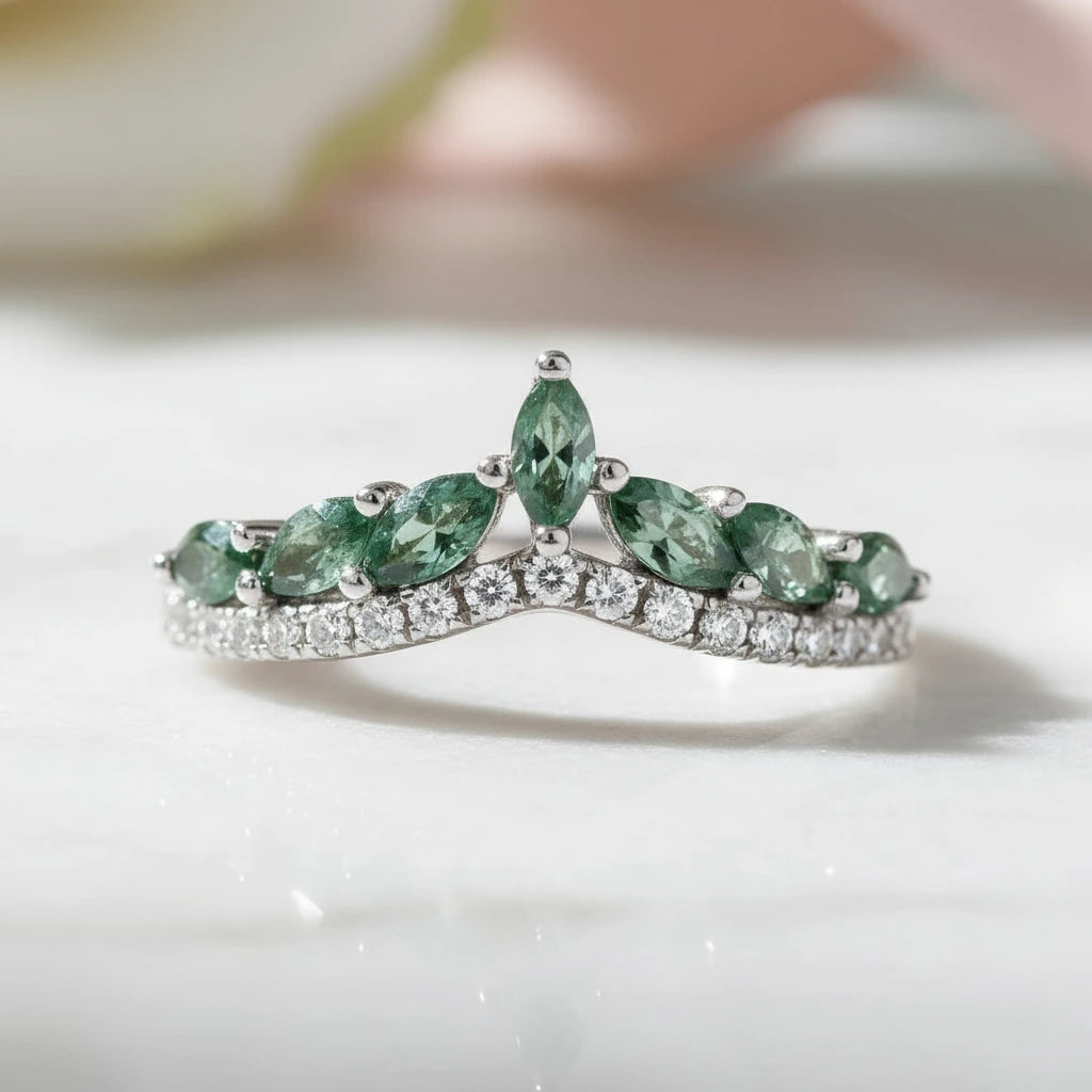 Moss Agate Engagement Ring-Black Diamonds New York