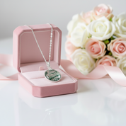 Unique Round Moss Agate Pendant Necklace-Black Diamonds New York