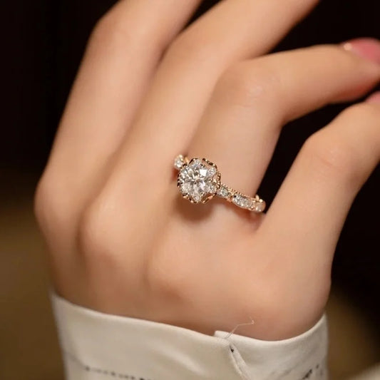 Luxurious 0.5 Ct Round Moissanite Two-Toned Engagement Ring-Black Diamonds New York