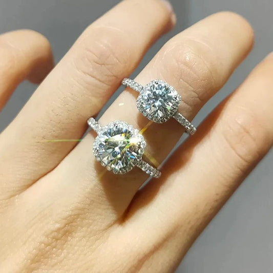 3.0 Ct Round Brilliant Diamond Halo Engagement Ring-Black Diamonds New York