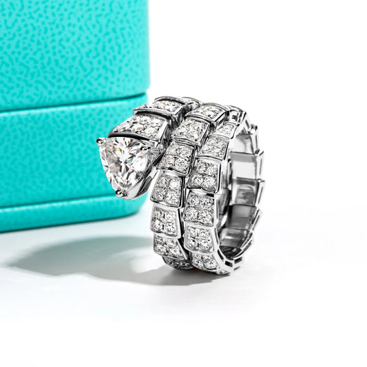 2.0 Ct Trilliant Cut Moissanite Snake Engagement Ring-Black Diamonds New York