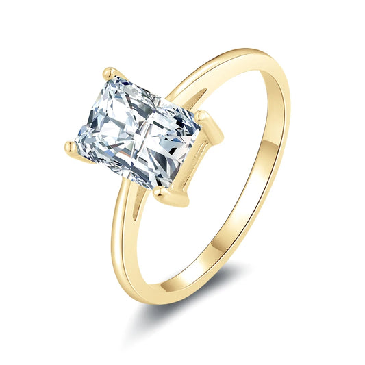 10K Yellow Gold Radiant Cut Diamond Solitaire Engagement Ring-Black Diamonds New York
