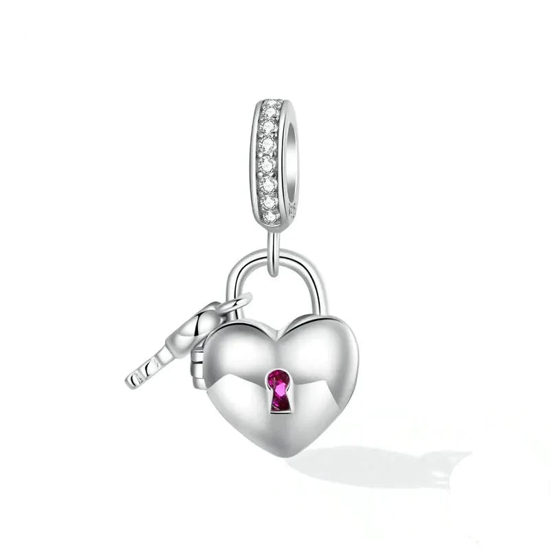 Sparking Heart Lock & Key Pendant with EVN Diamond-Black Diamonds New York