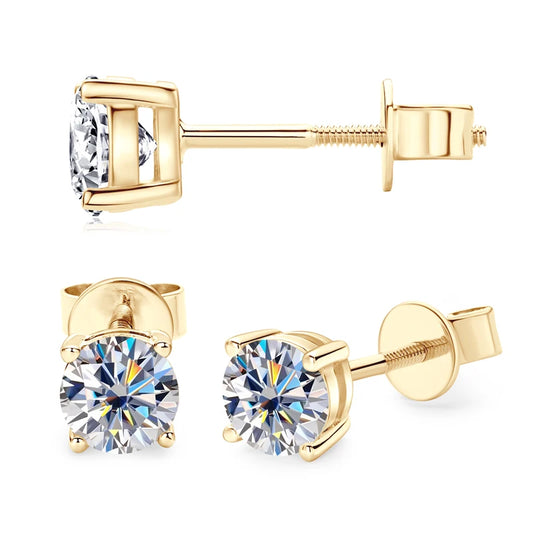 10K Yellow Gold 0.5 Ct Round Diamond Stud Earrings-Black Diamonds New York