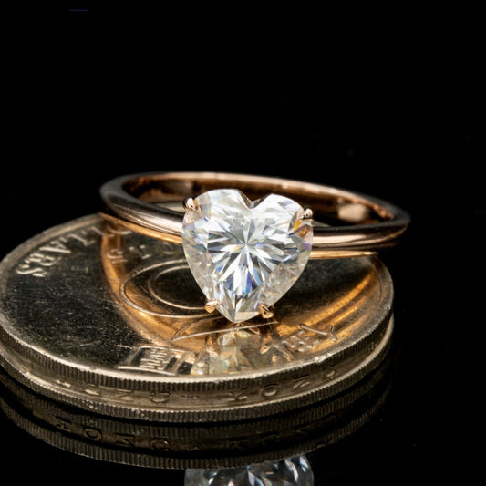 Vintage 9K Rose Gold 1.5 Ct Heart Diamond Engagement Ring-Black Diamonds New York