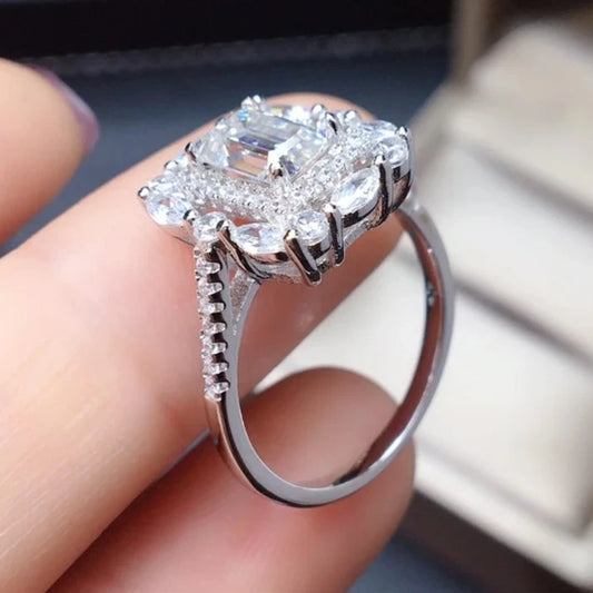 1.0 Ct Emerald Cut Moissanite Diamond Engagement Ring-Black Diamonds New York