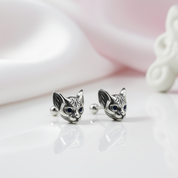 Blue-Eyed Kitten Head Earrings-Black Diamonds New York