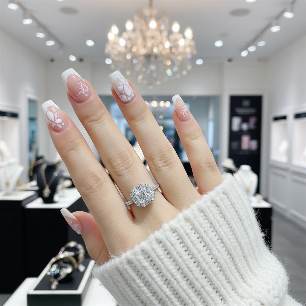 Celestine Diamond Option Emerald Cut Halo Engagement Ring-Black Diamonds New York