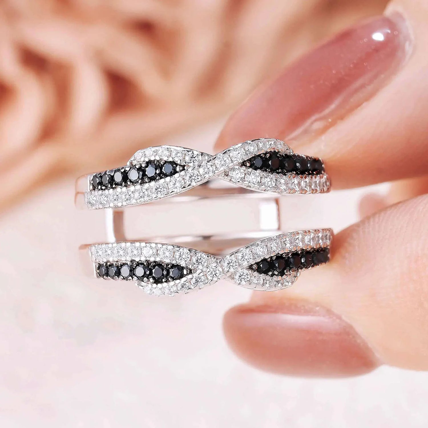 EVN Stone Twist Design Ring Enhancer-Black Diamonds New York