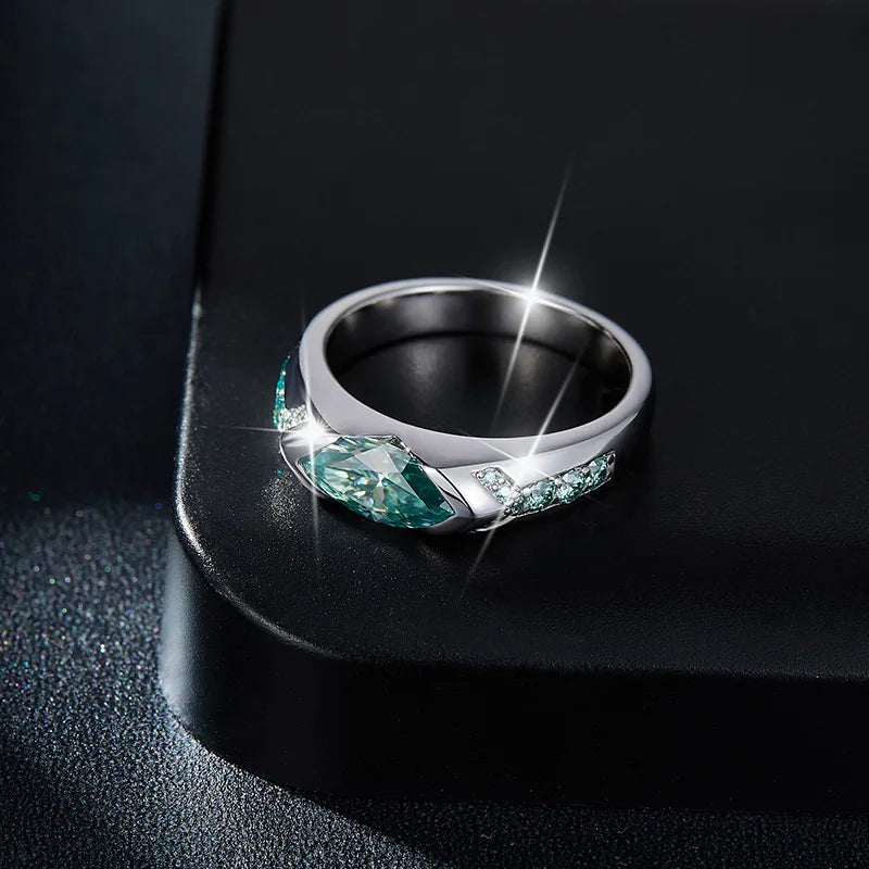1.0 Ct Marquise Cut Green Diamond Engagement Ring-Black Diamonds New York