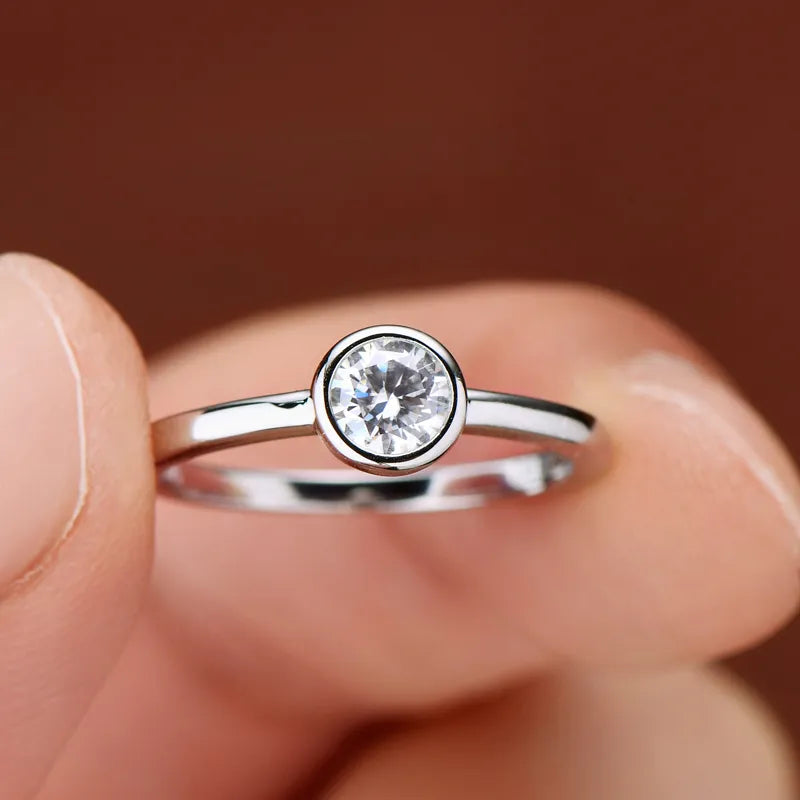 0.5 Ct Round Moissanite Solitaire Engagement Ring-Black Diamonds New York