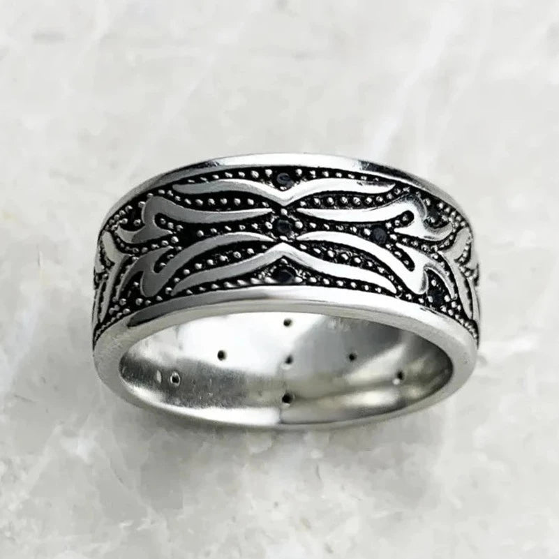 Black Created Diamond Tiger Pattern Ring Band-Black Diamonds New York