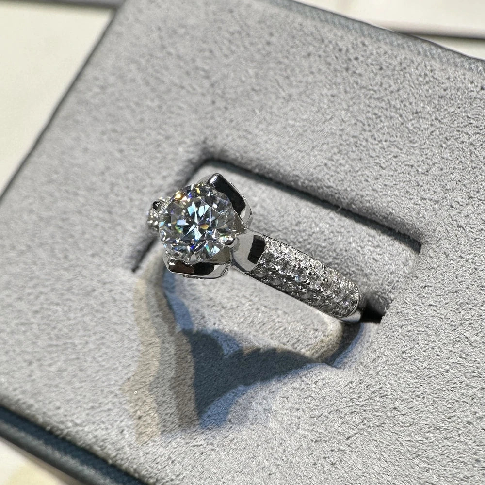 1.0 Ct Round Cut Moissanite Diamond Engagement Ring-Black Diamonds New York