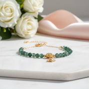 Moss Agate Beads Strand Bracelet-Black Diamonds New York