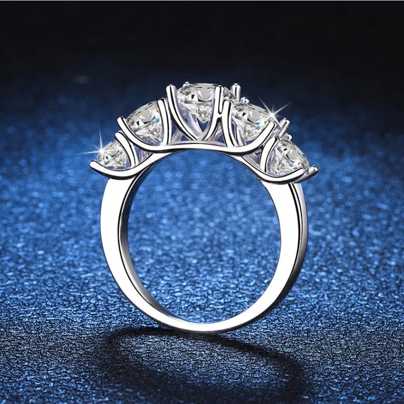 3.6ctw Round Cut Moissanite Five Stone Engagement Ring-Black Diamonds New York