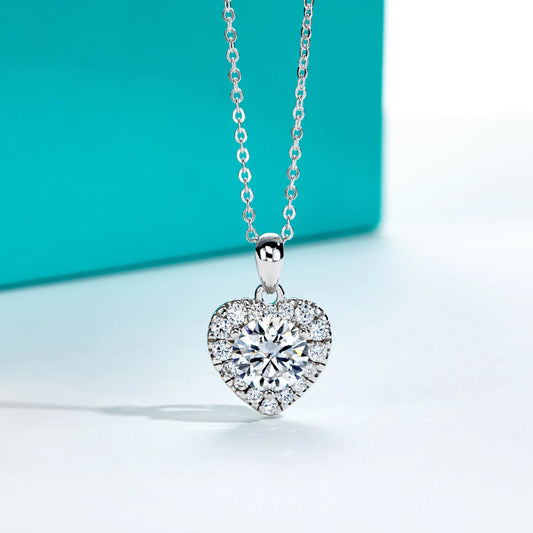 2.0 Ct Moissanite Diamond Heart Shape Pendant Necklace-Black Diamonds New York