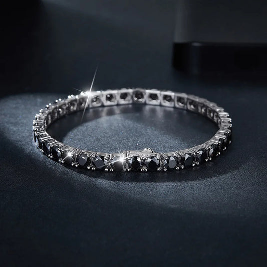 6.5mm Black Round Diamond Cuff Bracelet-Black Diamonds New York