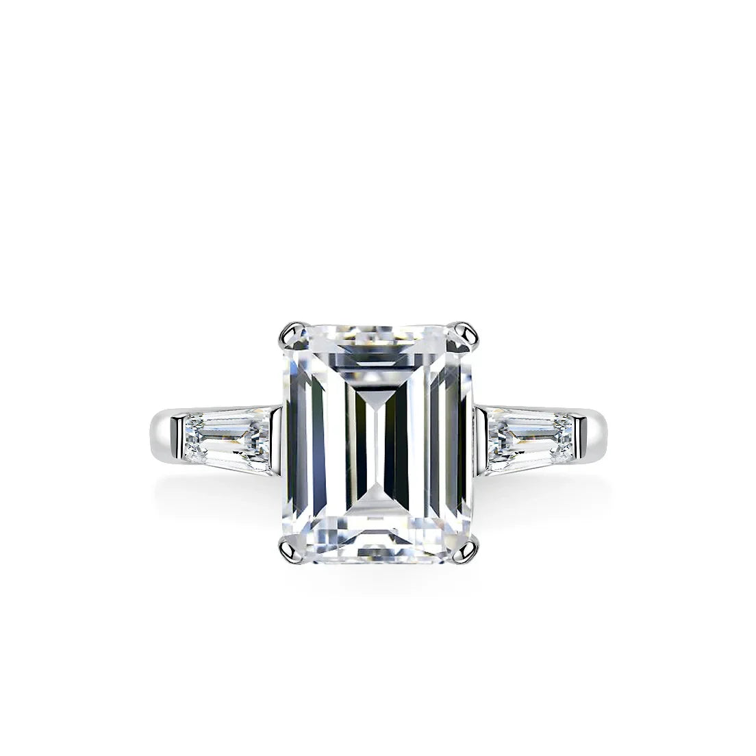 4.0 CT Emerald Cut Diamond Platinum Engagement Ring-Black Diamonds New York
