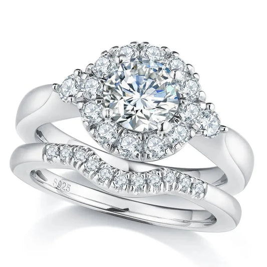 1.0 Ct Round Cut Diamond Halo Engagement Rings Set-Black Diamonds New York