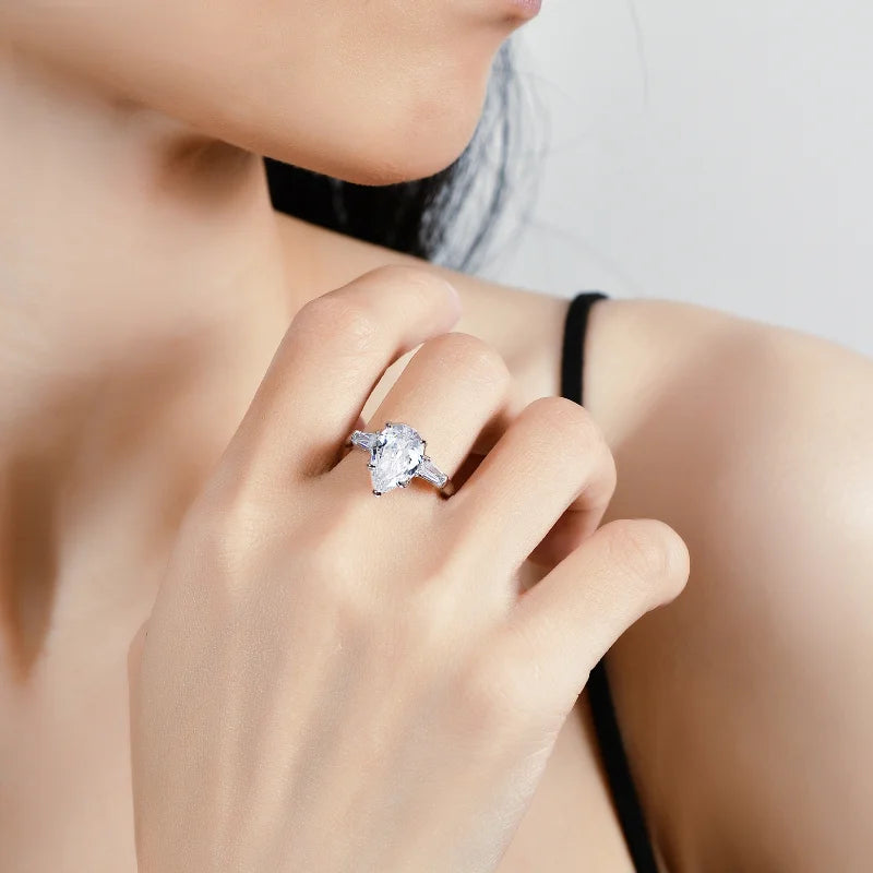 4.0 Ct Pear Cut Moissanite Engagement Ring-Black Diamonds New York