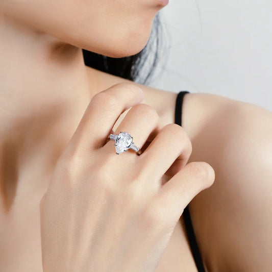 4.0 Ct Pear Cut Diamond Engagement Ring-Black Diamonds New York