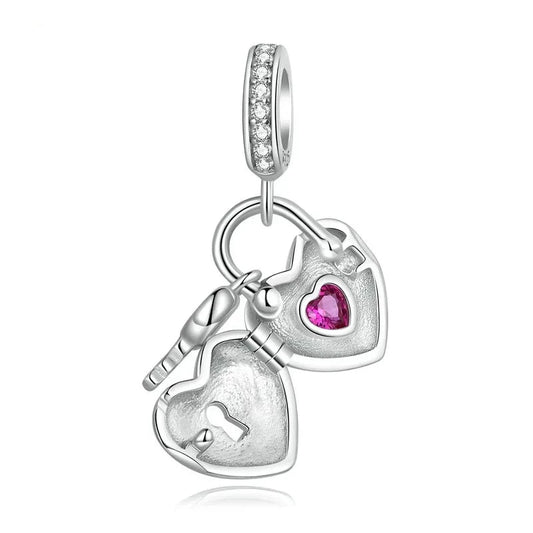 Sparking Heart Lock & Key Pendant with Diamond-Black Diamonds New York