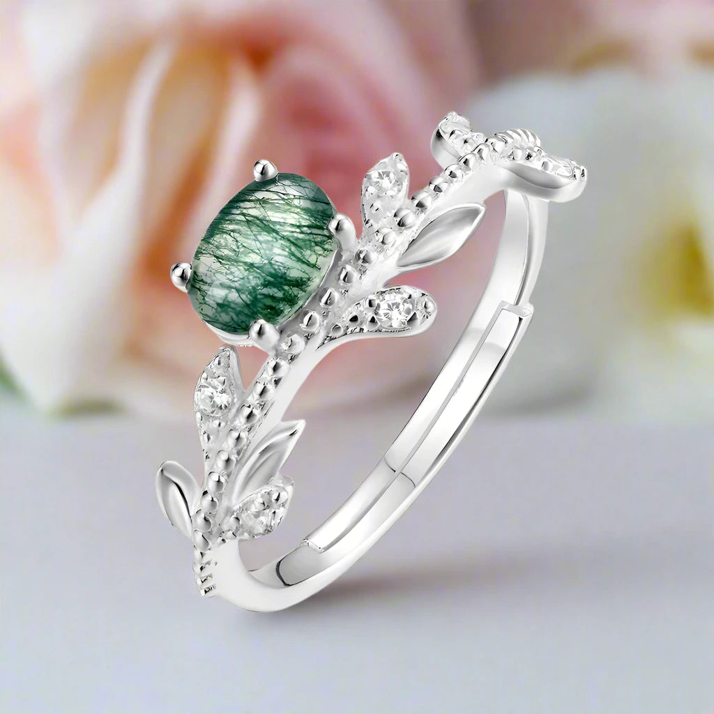 Natural Moss Agate Jewelry Set-Black Diamonds New York