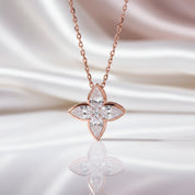 18k Gold Overlay Four-Leaf Clover Certified Moissanite Necklaces-Black Diamonds New York