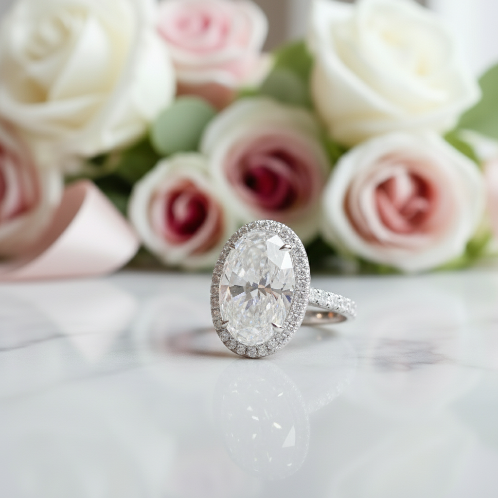 8ct Oval Cut Diamond Engagement Ring-Black Diamonds New York