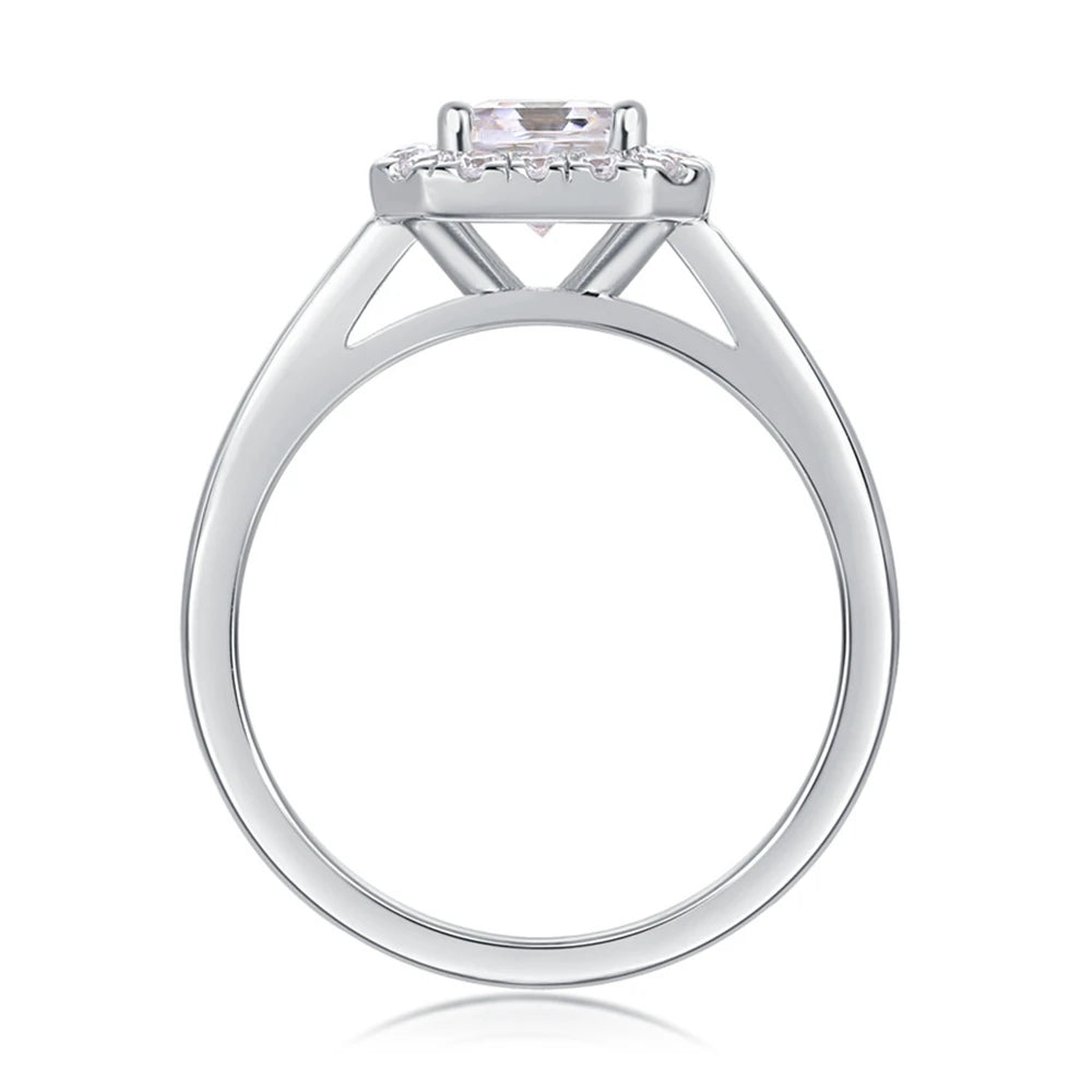 1.0 Ct Asscher Cut Moissanite Diamond Halo Engagement Ring-Black Diamonds New York