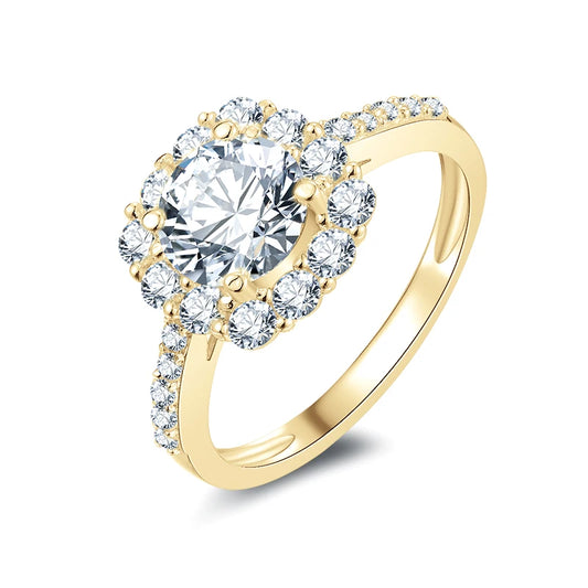 10K Yellow Gold 1.2 Ct Diamond Halo Engagement Ring-Black Diamonds New York