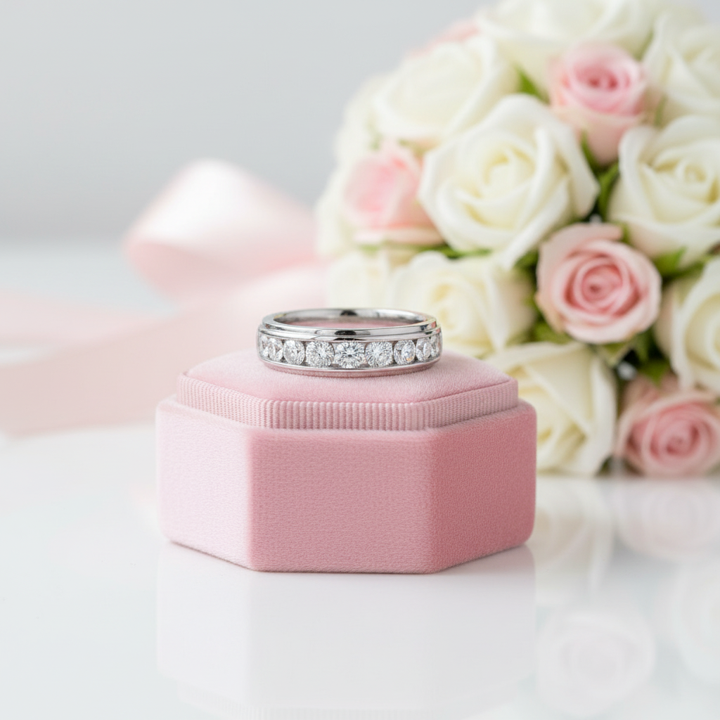 Elegant Round Cut Diamond Option Eternity Wedding Band-Black Diamonds New York